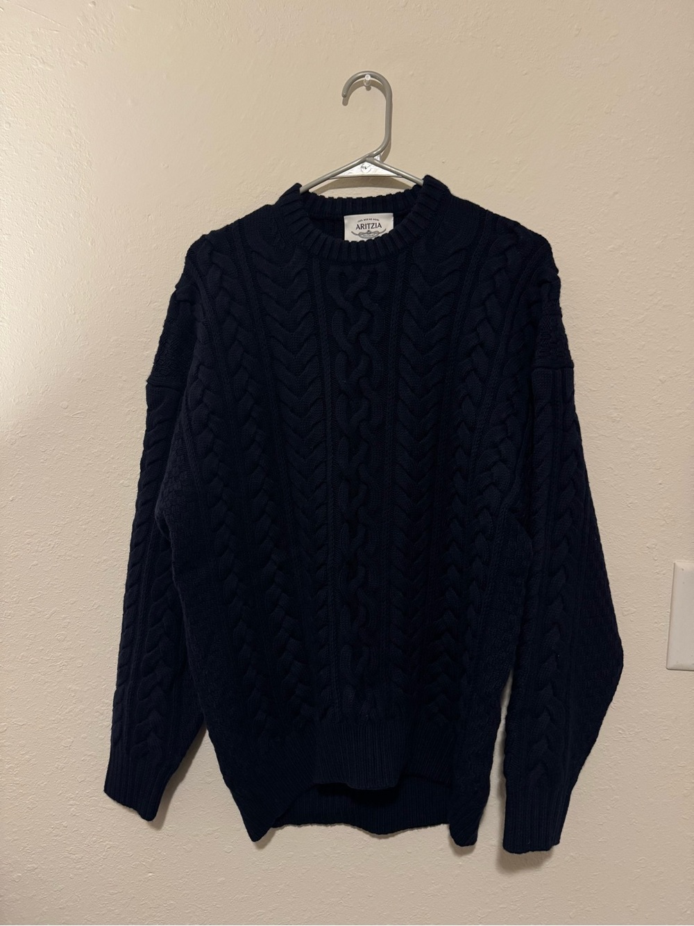 Never Worn Aritzia Navy Cable Knit Crewneck Sweater